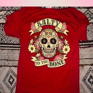 Hanes Red Short Sleeve Tee with Skull Design